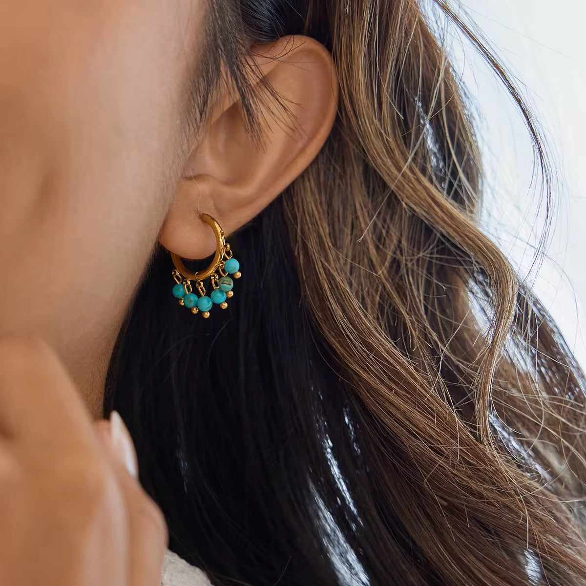 Turquoise Cascade Hoops