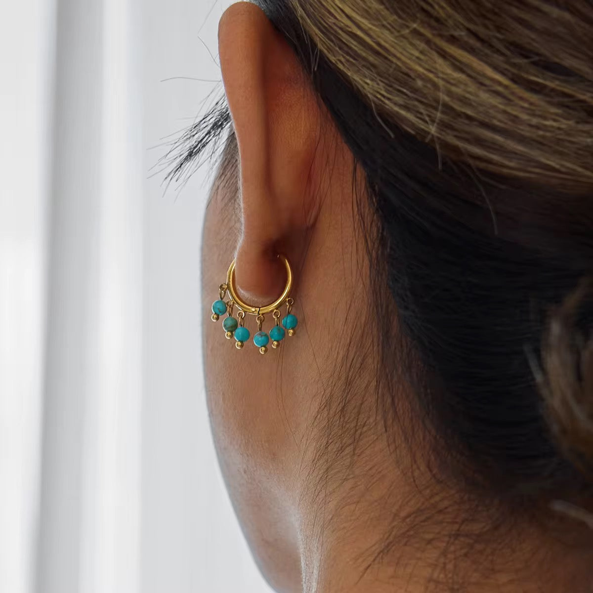 Turquoise Cascade Hoops
