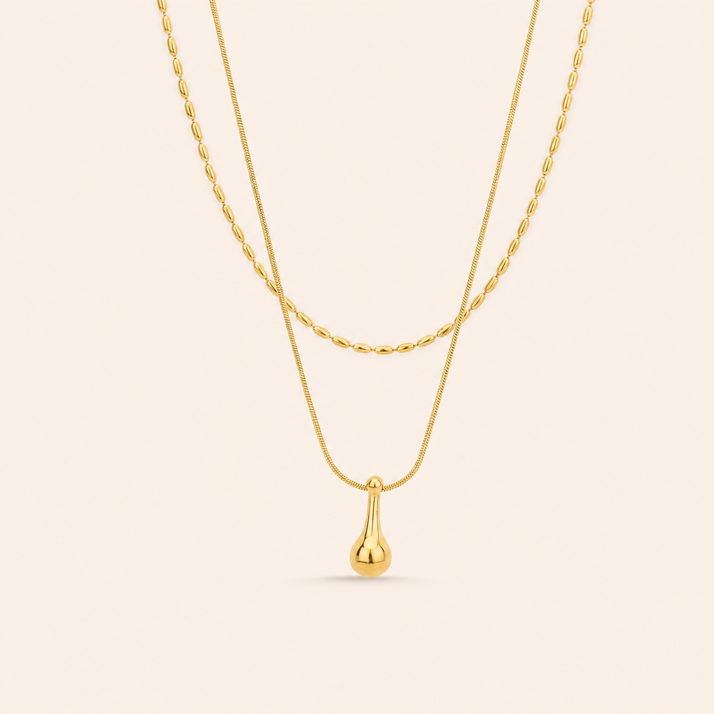 Golden Dewdrop Layered Necklace
