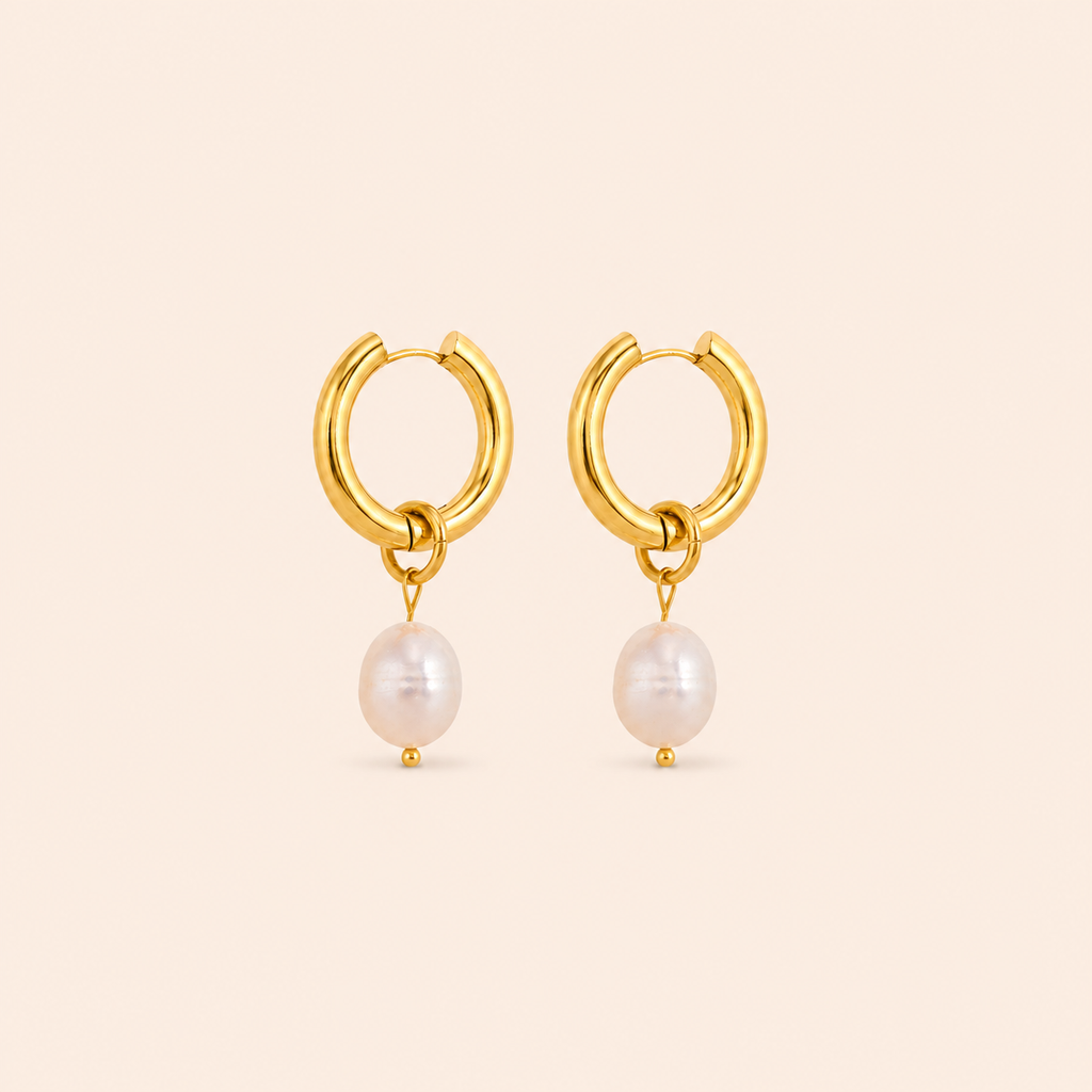 Moon Pearl Hoops