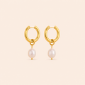 Moon Pearl Hoops