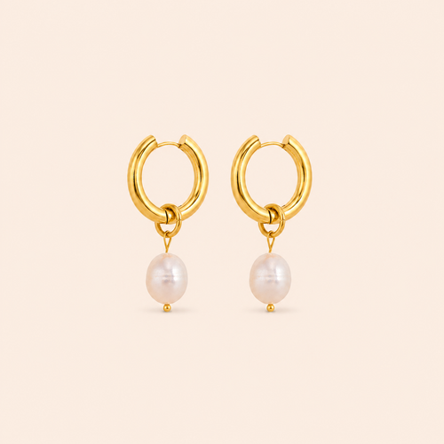 Moon Pearl Hoops