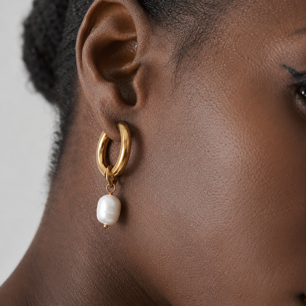 Moon Pearl Hoops