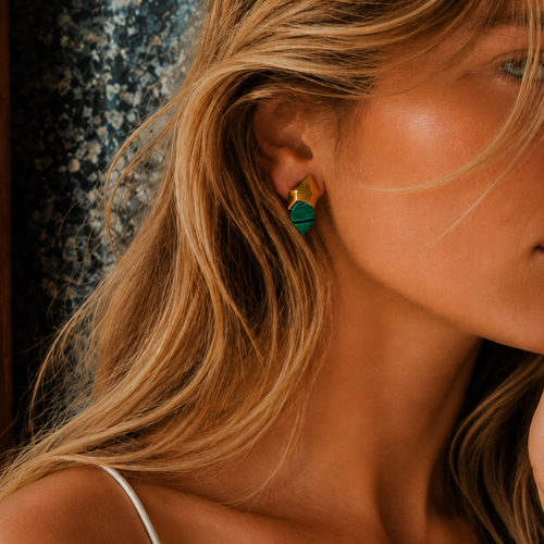 Malachite Crest Studs
